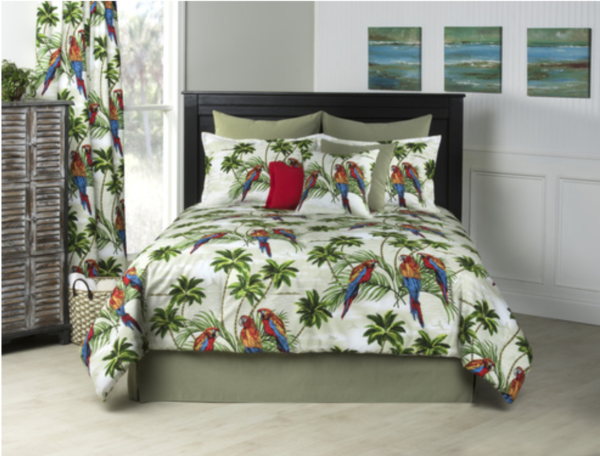 Parrots Island King Throw Set Florida Linen